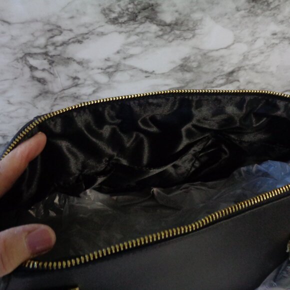 Joy & Iman Leather Satchel Handbag Purse w Velvet Clutch Shoulder Strap - Picture 7 of 9